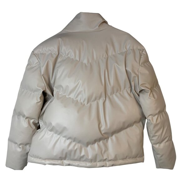 BB Dakota Steve Madden Answer My Layer Crop Boxy Puffer Jacket Bone M RA10052 - Picture 8 of 10